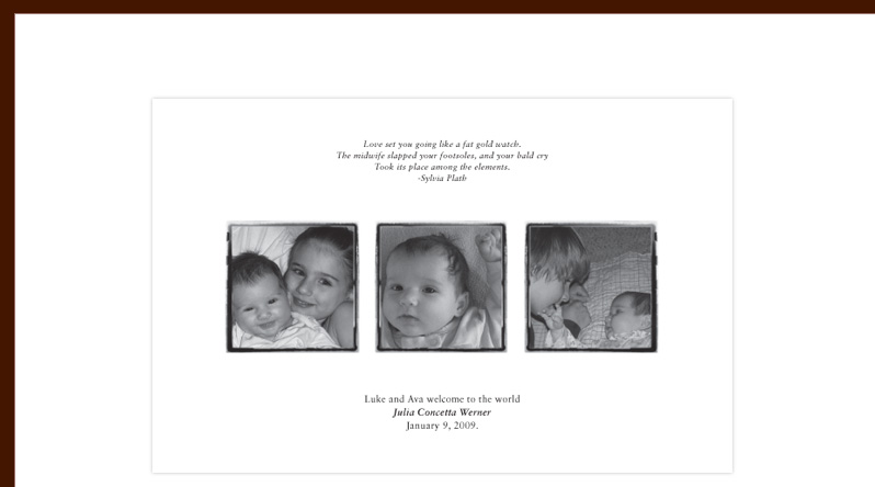 Julia's birth announcement