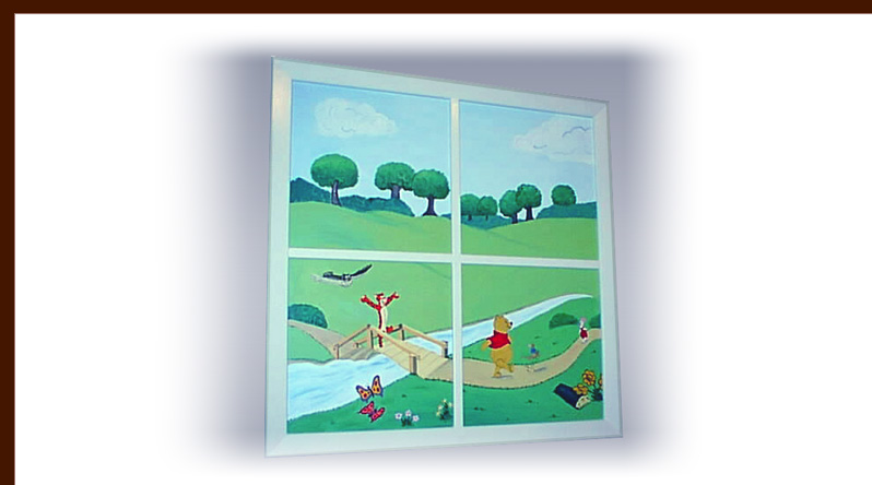 Pooh window box mural