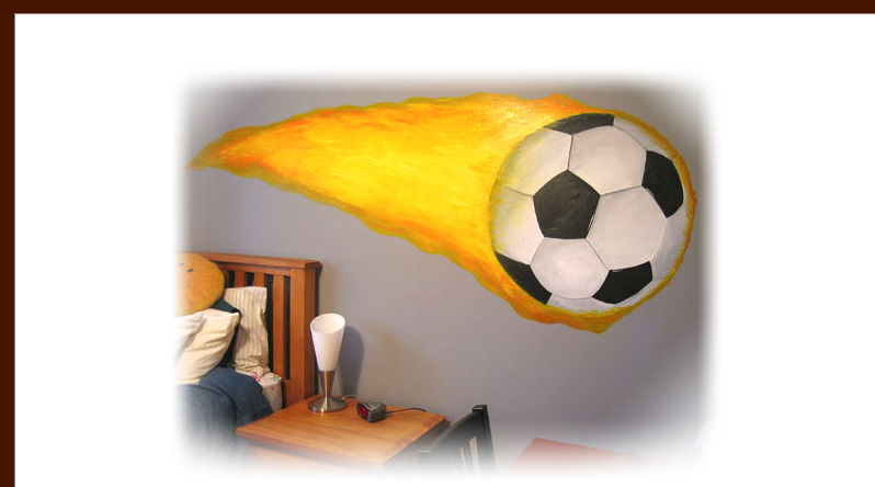 Flaming soccerball mural