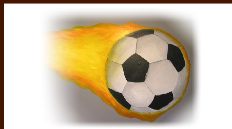 Flaming soccerball mural